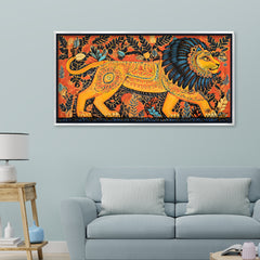 Premium Traditional Indian Folk Art Lion Canvas painting
