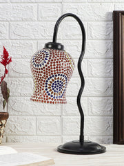 Multicolor Mosaic Glass Zig Zag Curvy Table lamp with Iron Base (EN08)