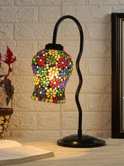 Multicolor Mosaic Glass Zig Zag Curvy Table lamp with Iron Base (EN02)