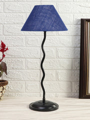 Blue Jute Zig Zag Table Lamp with Iron Base (AE11)