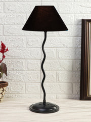 Black Cotton Zig Zag Table Lamp with Iron Base (AE02)