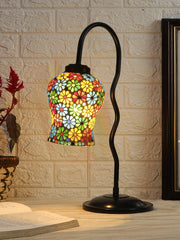 Multicolor Mosaic Glass Zig Zag Curvy Table lamp with Iron Base (EN04)