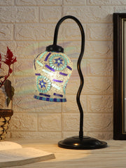 Multicolor Mosaic Glass Zig Zag Curvy Table lamp with Iron Base (EN05)