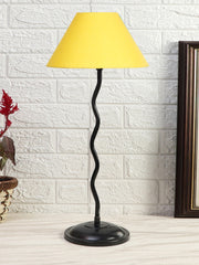 Yellow Cotton Zig Zag Table Lamp with Iron Base (AE05)