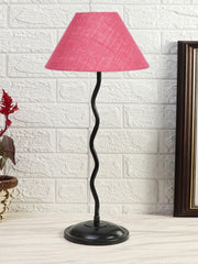 Pink Jute Zig Zag Table Lamp with Iron Base (AE09)