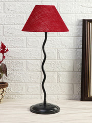 Maroon Jute Zig Zag Table Lamp with Iron Base (AE10)