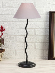Grey Cotton Zig Zag Table Lamp with Iron Base (AE06)