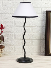 White & Black Cotton Zig Zag Table Lamp with Iron Base (AE07)