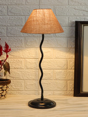 Beige Jute Zig Zag Table Lamp with Iron Base (AE08)