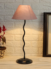 Grey Cotton Zig Zag Table Lamp with Iron Base (AE06)