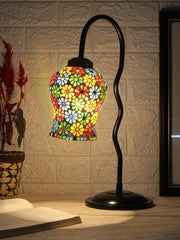 Multicolor Mosaic Glass Zig Zag Curvy Table lamp with Iron Base (EN04)