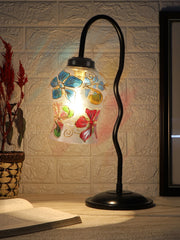 Multicolor Mosaic Glass Zig Zag Curvy Table lamp with Iron Base (EN09)