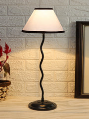 White & Black Cotton Zig Zag Table Lamp with Iron Base (AE07)