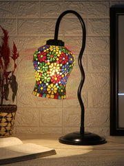 Multicolor Mosaic Glass Zig Zag Curvy Table lamp with Iron Base (EN02)