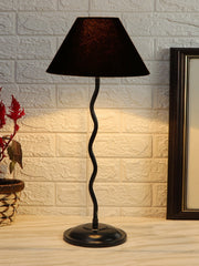 Black Cotton Zig Zag Table Lamp with Iron Base (AE02)