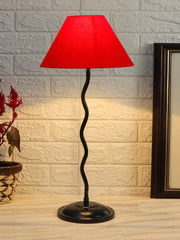 Red Cotton Zig Zag Table Lamp with Iron Base (AE03)
