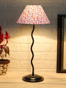Printed Cotton Zig Zag Table Lamp with Iron Base (AE14)