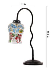 Multicolor Mosaic Glass Zig Zag Curvy Table lamp with Iron Base (EN09)
