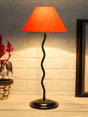 Orange Cotton Zig Zag Table Lamp with Iron Base (AE04)