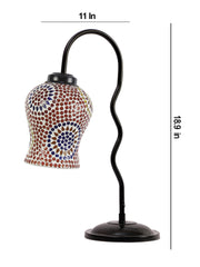 Multicolor Mosaic Glass Zig Zag Curvy Table lamp with Iron Base (EN08)