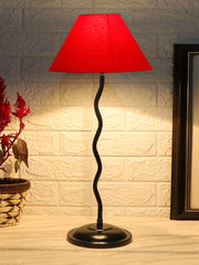 Red Cotton Zig Zag Table Lamp with Iron Base (AE03)