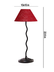 Maroon Jute Zig Zag Table Lamp with Iron Base (AE10)