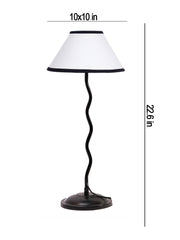 White & Black Cotton Zig Zag Table Lamp with Iron Base (AE07)