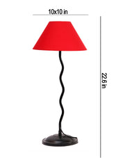 Red Cotton Zig Zag Table Lamp with Iron Base (AE03)