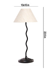 Off-White Cotton Zig Zag Table Lamp with Iron Base (AE01)