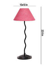 Pink Jute Zig Zag Table Lamp with Iron Base (AE09)