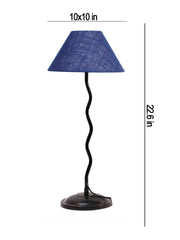 Blue Jute Zig Zag Table Lamp with Iron Base (AE11)