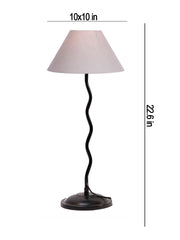 Grey Cotton Zig Zag Table Lamp with Iron Base (AE06)