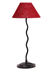 Maroon Jute Zig Zag Table Lamp with Iron Base (AE10)