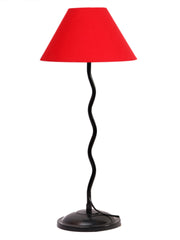 Red Cotton Zig Zag Table Lamp with Iron Base (AE03)