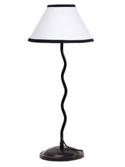White & Black Cotton Zig Zag Table Lamp with Iron Base (AE07)