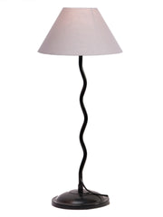 Grey Cotton Zig Zag Table Lamp with Iron Base (AE06)