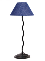 Blue Jute Zig Zag Table Lamp with Iron Base (AE11)