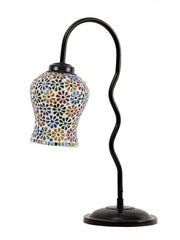 Multicolor Mosaic Glass Zig Zag Curvy Table lamp with Iron Base (EN04)