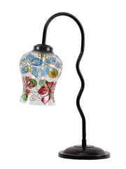 Multicolor Mosaic Glass Zig Zag Curvy Table lamp with Iron Base (EN09)
