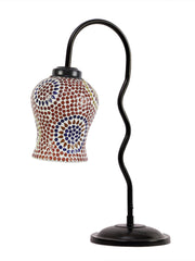Multicolor Mosaic Glass Zig Zag Curvy Table lamp with Iron Base (EN08)