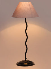 Grey Cotton Zig Zag Table Lamp with Iron Base (AE06)