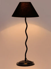 Black Cotton Zig Zag Table Lamp with Iron Base (AE02)