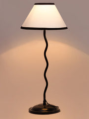 White & Black Cotton Zig Zag Table Lamp with Iron Base (AE07)