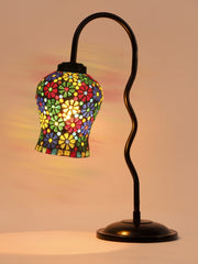 Multicolor Mosaic Glass Zig Zag Curvy Table lamp with Iron Base (EN02)