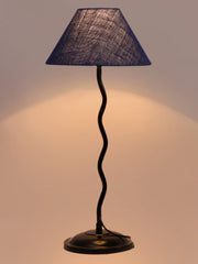 Blue Jute Zig Zag Table Lamp with Iron Base (AE11)