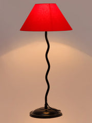 Red Cotton Zig Zag Table Lamp with Iron Base (AE03)
