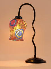 Multicolor Mosaic Glass Zig Zag Curvy Table lamp with Iron Base (EN08)