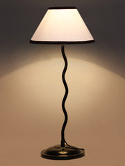 White & Black Cotton Zig Zag Table Lamp with Iron Base (AE07)