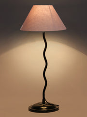 Grey Cotton Zig Zag Table Lamp with Iron Base (AE06)