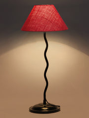 Pink Jute Zig Zag Table Lamp with Iron Base (AE09)